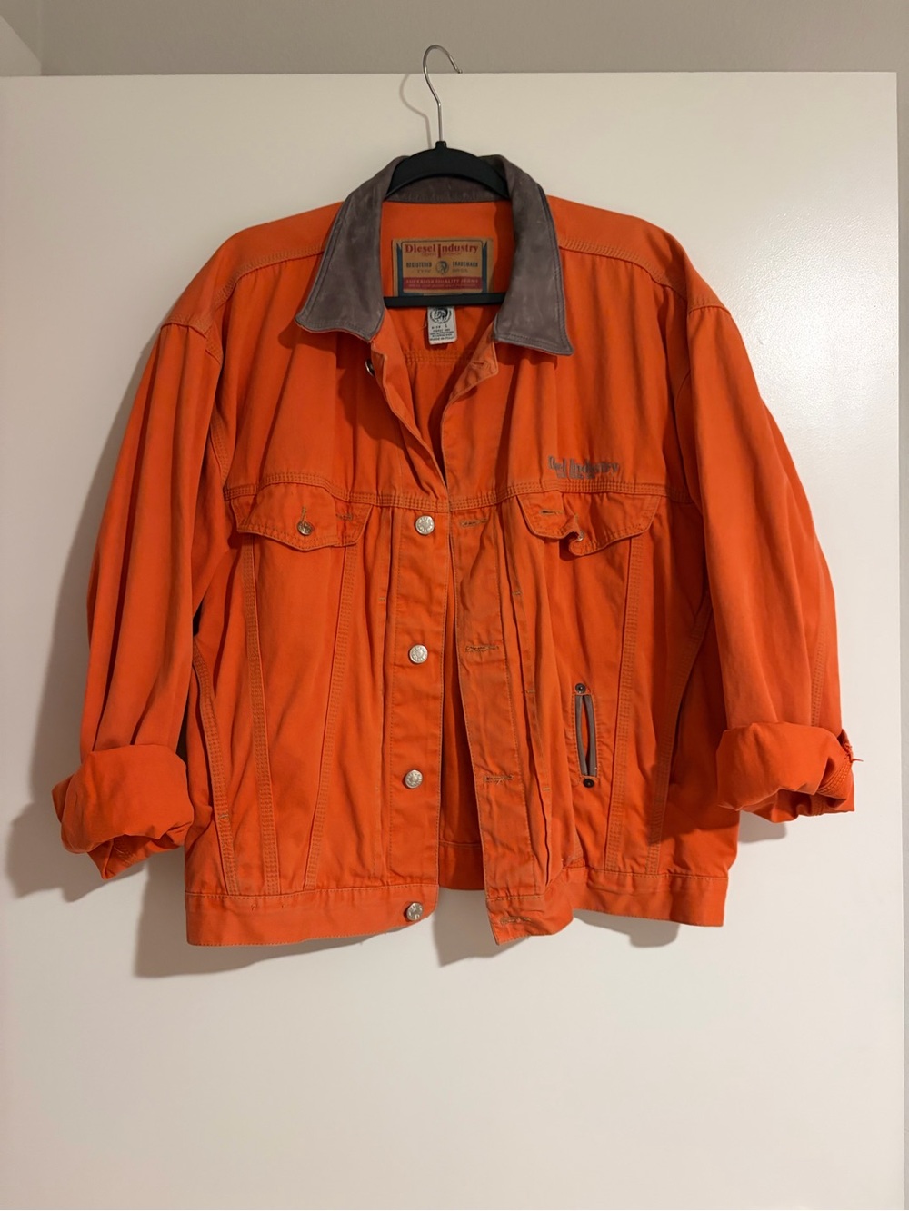 Diesel Orange Jacket with Brown Contrast Collar